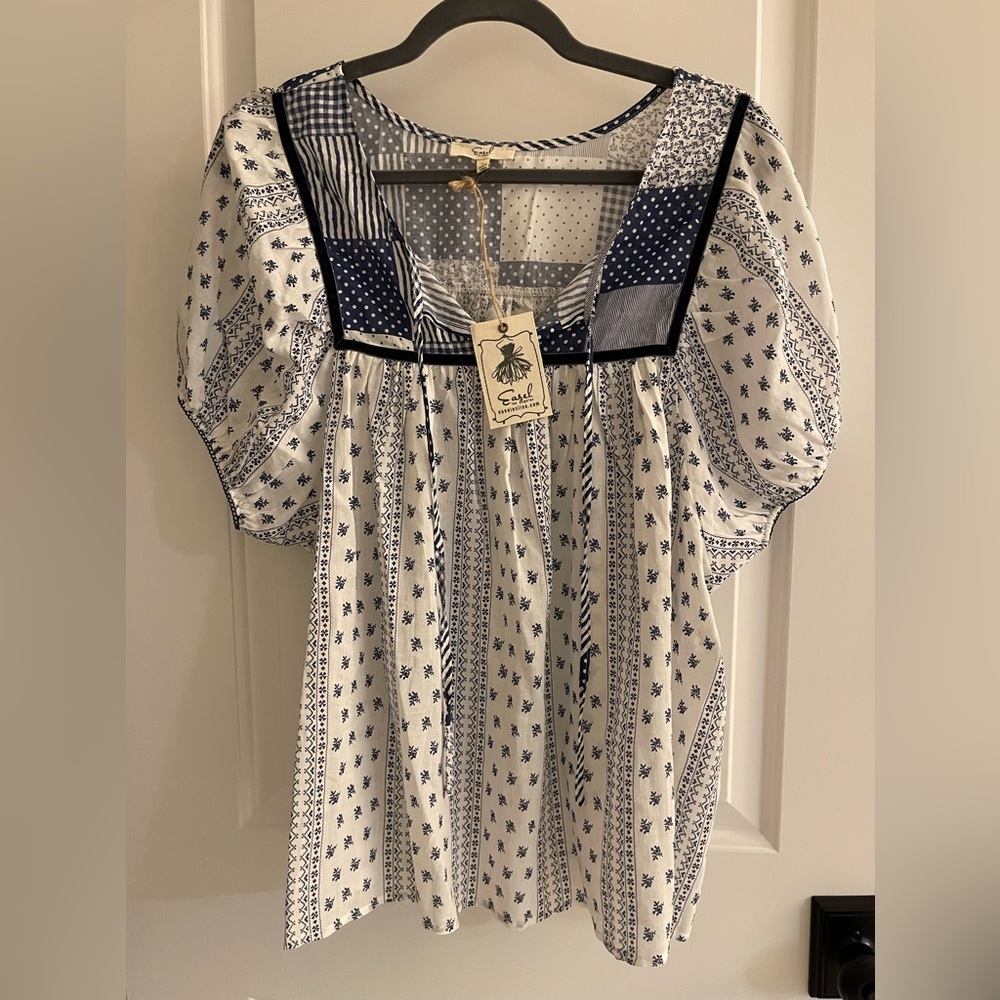 Easel NWT Lightweight Cotton puff sleeve blouse, size XL
